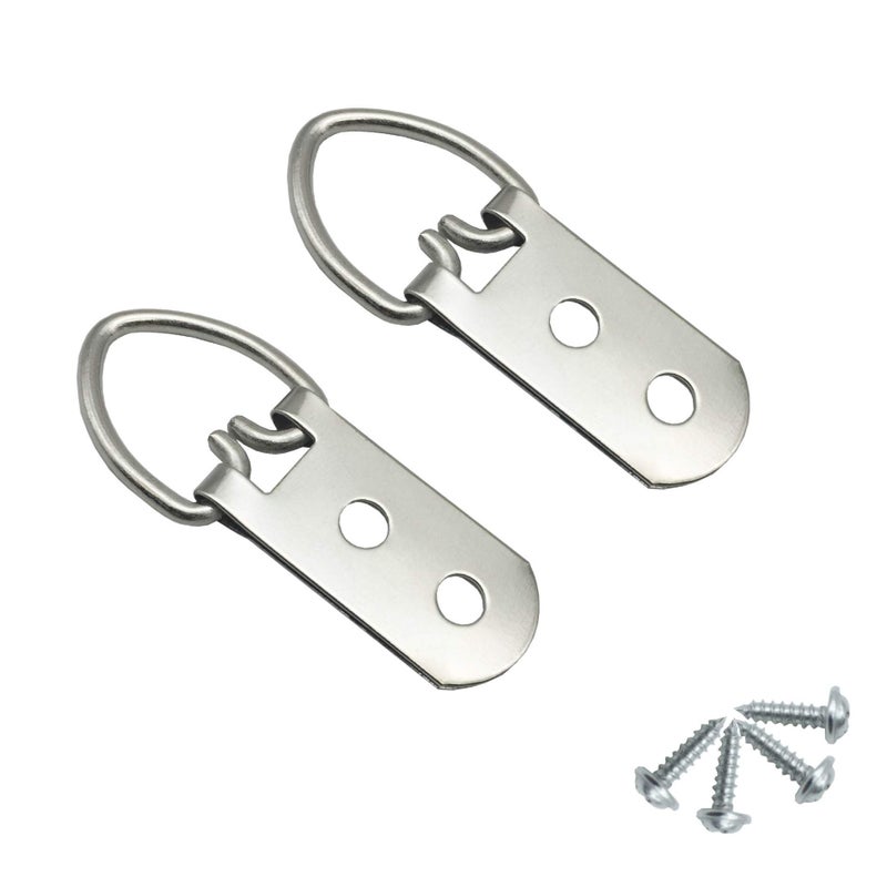 EesTeck 40 Pack D-Ring Steel Picture Hangers Heavy Duty with Screws Picture Frames Double Holes Clasp Picture Hang Solutions - Image 1